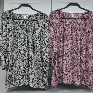 2FER! Croft & Barrow 2X Black, Pink Blouse
